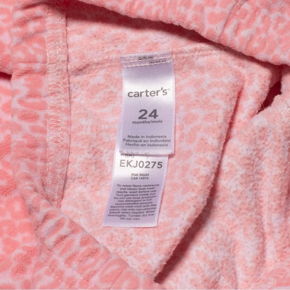🍒FREE w/ ANY Bundle! Carters soft leopard coral pink pajama bottoms